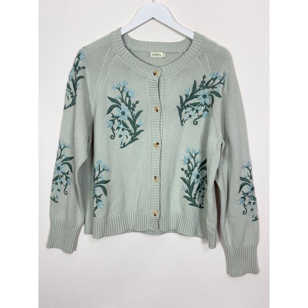 Spartina 449 Marlena Embroidered Cardigan in Seamist - Picture 2 of 6